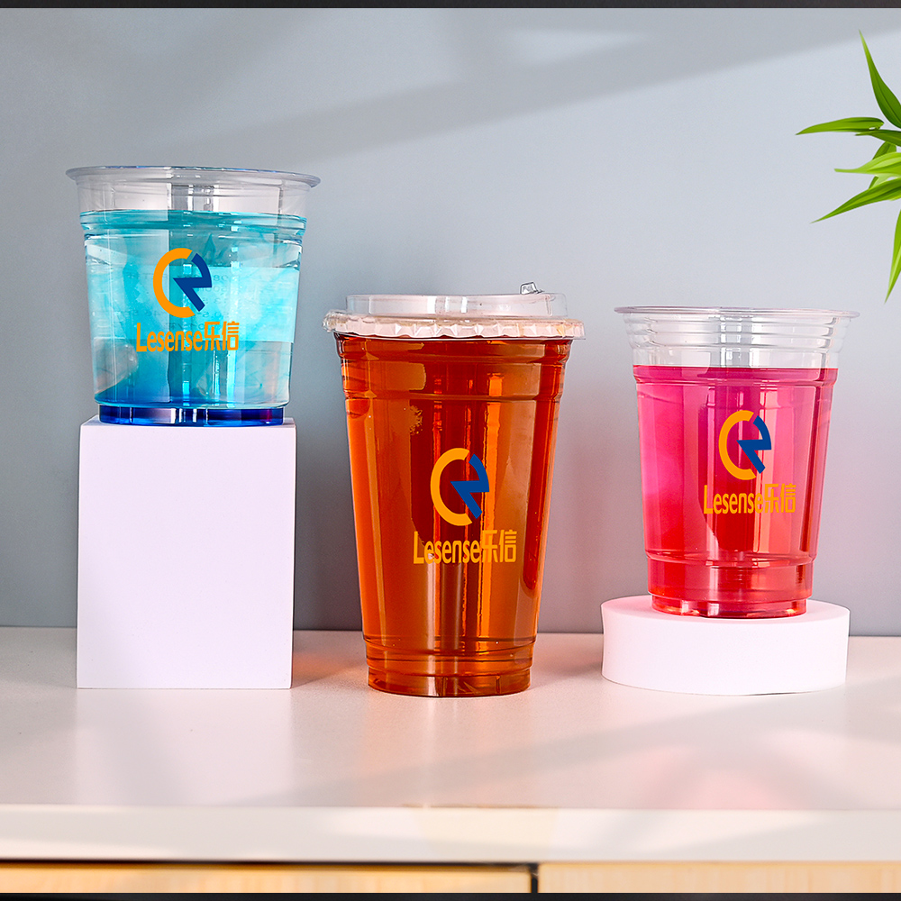 Newly Clear Compostable 1oz/4oz/5oz/6oz/8oz Plastic Pet Bubble Tea Boba Beverage Coffee Cups Transparent Plastic Cups with Lids