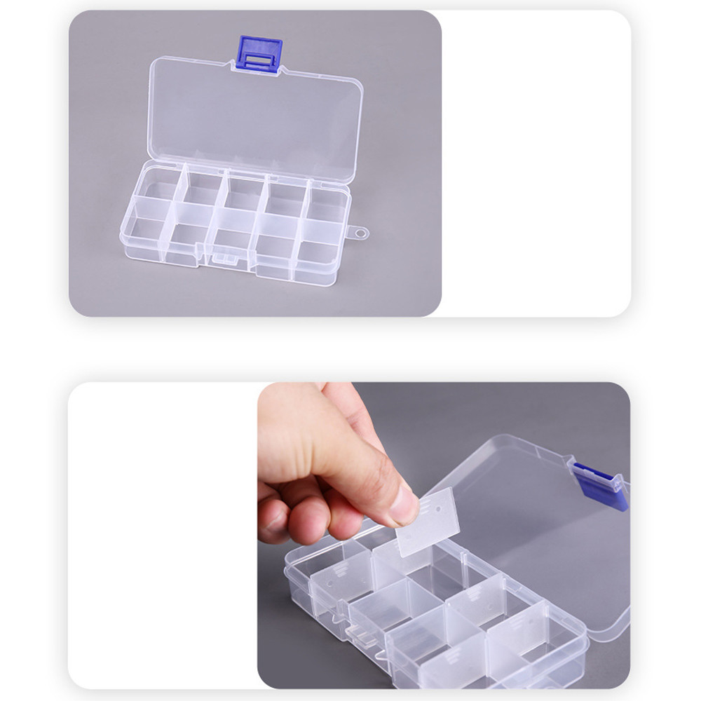 Orange 10 Grid Plastic Storage Box Removable Divider Organizer