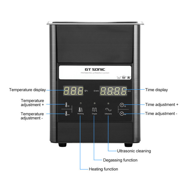 SS Lab Digital Ultrasonic Cleaner 2L Mini 3D Printer Heating Sonic Tank 1-99 Min Timer