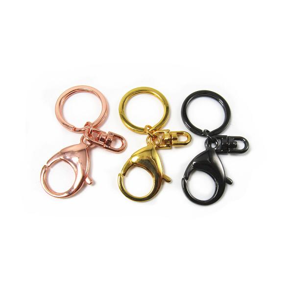 Factory PVD Finish Stainless Steel Swivel Lobster Clasps Clips Hooks Key Ring DIY Key Chains Split Key Ring