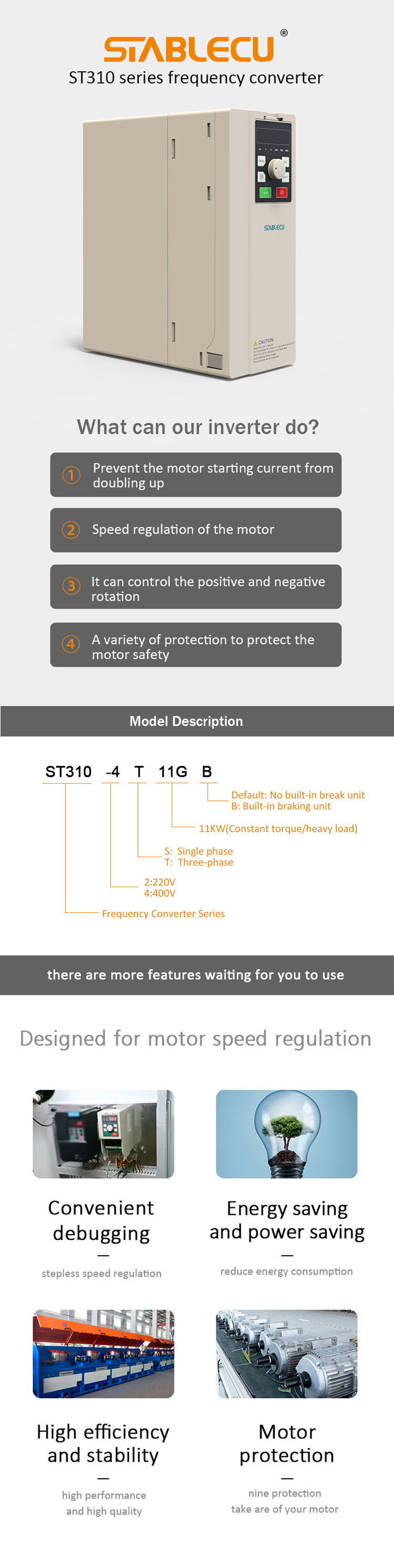 11KW High Torque Frequency Inverter For 3 Phase 380V AC Motor Driver