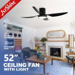 4 Blades Ceiling Fan With Light Flush Mount Fandelier DC Motor