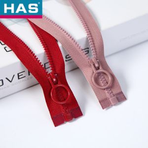 Smooth Plastic Zippers Open End / Closed End Red Invisible Zipper