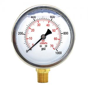 Wholesale 4 Inch Liquid 1000psi  Silicone Filled Pressure Gauge 1/2 NPT 101.6mm from china suppliers
