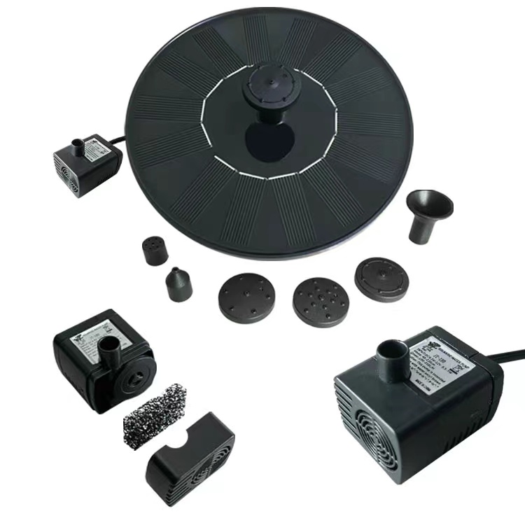 6 Nozzles Solar Bird Bath Fountains with Mono Crystalline Solar Cells Black Frame Color