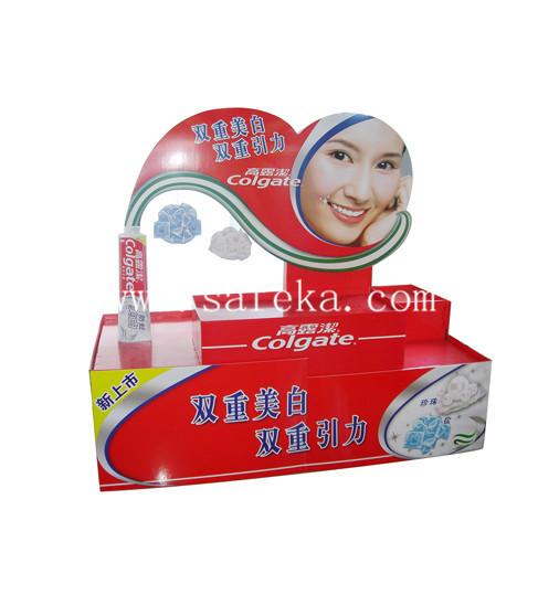 Supermarket Custom Retail Corrugated Cardboard Counter Display for Colgate Tooth
