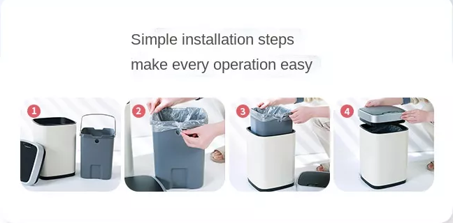 16L Button Control Smart Sensor Waste Bin Stereo Dual Mode Sensing with Night Light for Living Room for Bedroom