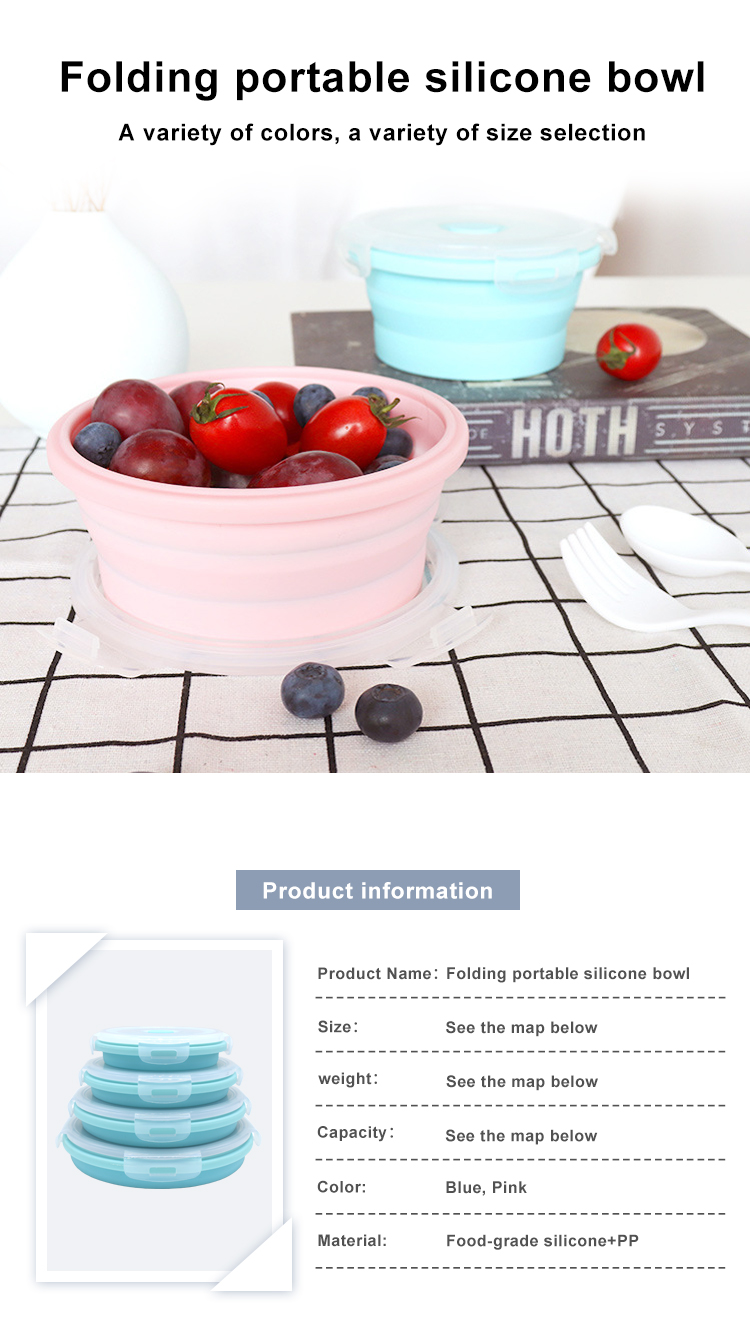 Custom Round Collapsible Food Storage Containers Silicone Bento Lunch Box