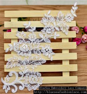 Wholesale Garment Accessories Embroidery Lace Applique with Cord Ivory Color from china suppliers