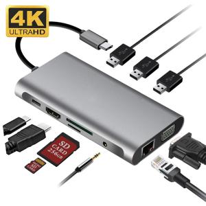 Wholesale 87W 10 In 1 USB C Hub HDMI Adapter Multif Docking Station 1000Mbps from china suppliers