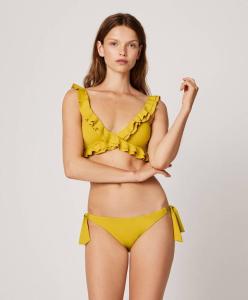 Wholesale Tiered Layer Tie a Knot Front Top With Low waist Bikini swimsuit high cut from china suppliers