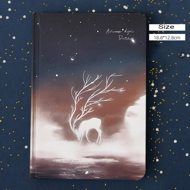 Customized Logo 2022 Creative Luminous Deer Hardback Stationery Gift Notebook Diary Set