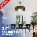22 Inch Gold 220 V 15W Bldc Energy Saving Bladeless Led Lighting Ceiling Fan for