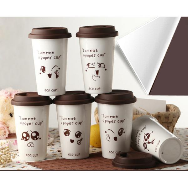 Eco Cup/i am not a paper cup look-a-like white porcelain travel mug