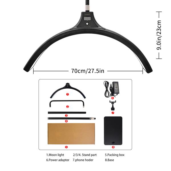 448pcs Leds Rechargeable Led Lunar Moon Lamp 60w Half Moon Light For Lashes 6500k Studio Makeup Set