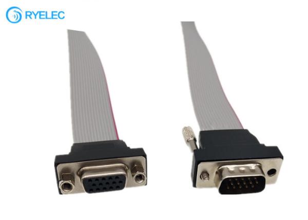 Mini Male To Female Ribbon Cable Connectors , 15 Pin Electronic Extension Cable