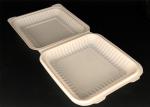 Clear disposable biodegradable pet fast food tray clamshell container white