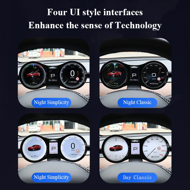 SUV Tesla Digital Dashboard OBD2 HUD Multi Gauge Display LCD Screen