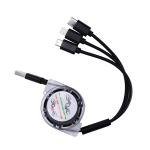 Retractable 3 In 1 Braided Charging Cable Widely Compatible High Durability