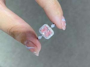 Wholesale 1.31ct Pink Lab Created Diamond Rings Radiant Shape IGI Certified 18k White Gold Ring from china suppliers