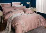 Pink Modern Design Duvet Covers , Embroidered 4 Pcs Geometric Duvet Cover
