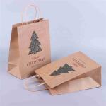 ROHS Christmas Brown Paper Grocery Bags Bulk Paper Bags With Handles CMYK