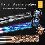 Square 1mm 4mm 40mm Tungsten Carbide End Mill 2 Flutes