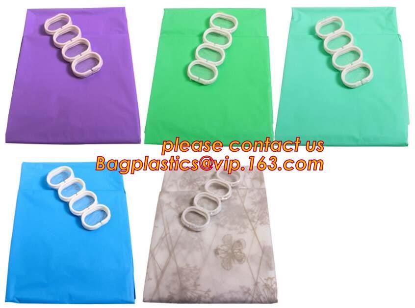 polyester solid color hotel custom shower curtain, polyester jacquard stripe plain dyed colored hotel bathroom shower cu