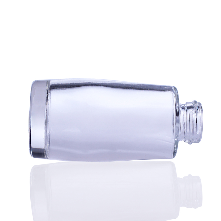 custom design glass cosmetic 30ml foundation bottle with fashion pump for liquid makeup