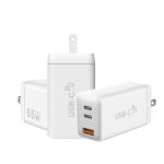 Foldable 3 Ports Fast Charging Wall Charger 65W USB A USB C Wall Charger