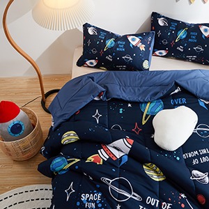 5 Piece Childrens Bedding Sets Twin Size Space Rocket Bedding Set Home Textile Products