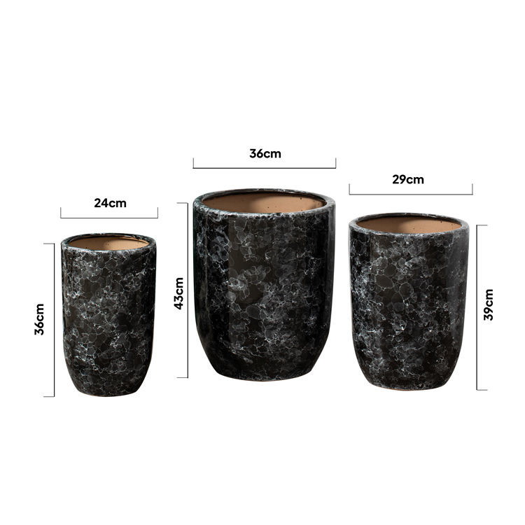 Wholesale Modern Home Hotel Corridor Decoration Flower Pots Large Black Ceramic Garden Pots & Planters