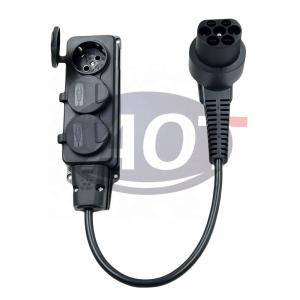 Wholesale 16 Amps BLACK TYPE 2 TO 3 X SCHUKO EV Charging Adapter for Car Electric Charger BLACK from china suppliers