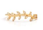 14K Yellow Gold Olive Branch Diamond Ring Round Cut 1.2mm Size