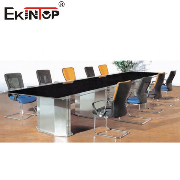 Rectangular Black Conference Table Elegant Business Atmosphere 10 Seating Capacity