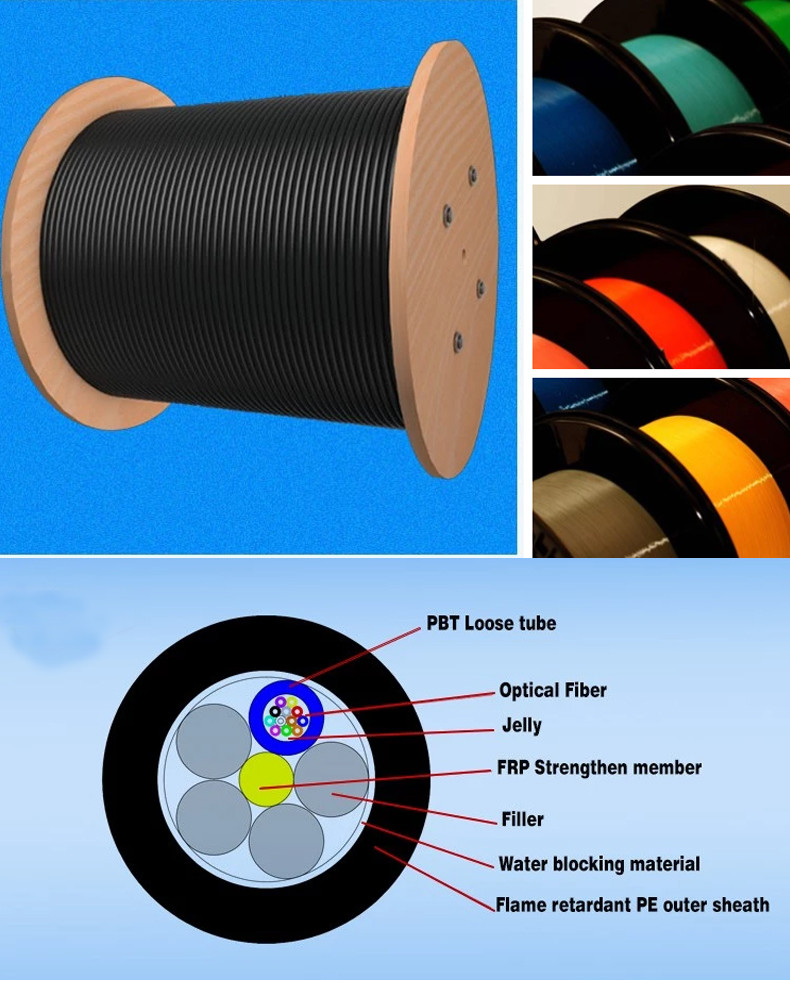 24 Strand Non Metallic Fiber Optic Cable Self Supporting Aerial OHSAS 18001
