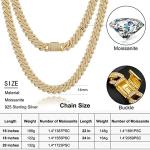 16 Inch Moissanite Hip Hop Chains 18 Inch 925 Sterling Silver Miami Cuban Link