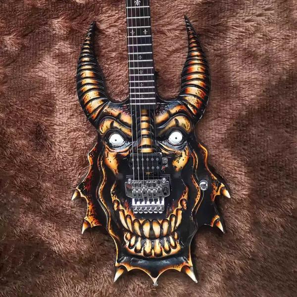 Custom Handcrafted Electric Guitar Colorful Painting COW Skull Head Hummbucker