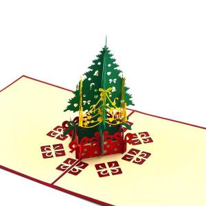Wholesale Laser Cut 3D Christmas Tree Card Stereoscopic Paper Material CMYK Color ODM OEM from china suppliers