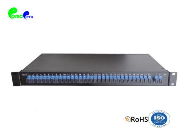 Optical Fiber PLC Splitter Rack Mounted SC UPC Blue Color Connector 9 / 125μm