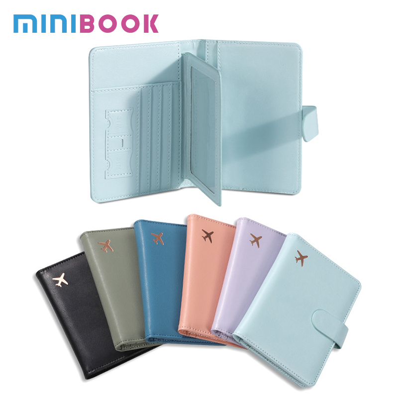 PU Passport Cover Holder Flip Wallet RFID Block Leather Card Case for Family Vacation