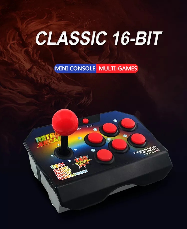 16 Bit Built-in 145 Arcade Game Retro Joystick Video Game Consoles Pocket ABS Console Players Stick Controller Console AV