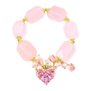 Wholesale Handmade Gemstone Bracelet Adjustable Charms Rose Quartz Bracelet Natural Stone Pearl Jewelry For Party Daily Wearing from china suppliers