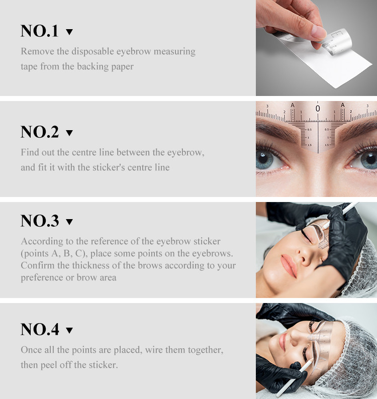 White Green Skin - Friendly Microblading Ruler Stickers For Eyebrow Shaping