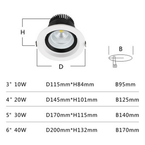 CRI 80 30 Watt Dimmable CREE COB LED Down Light 2600Lm With , LED Ceiling Light