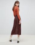 custom made girls fashion contrast buttons stripe midi skirt