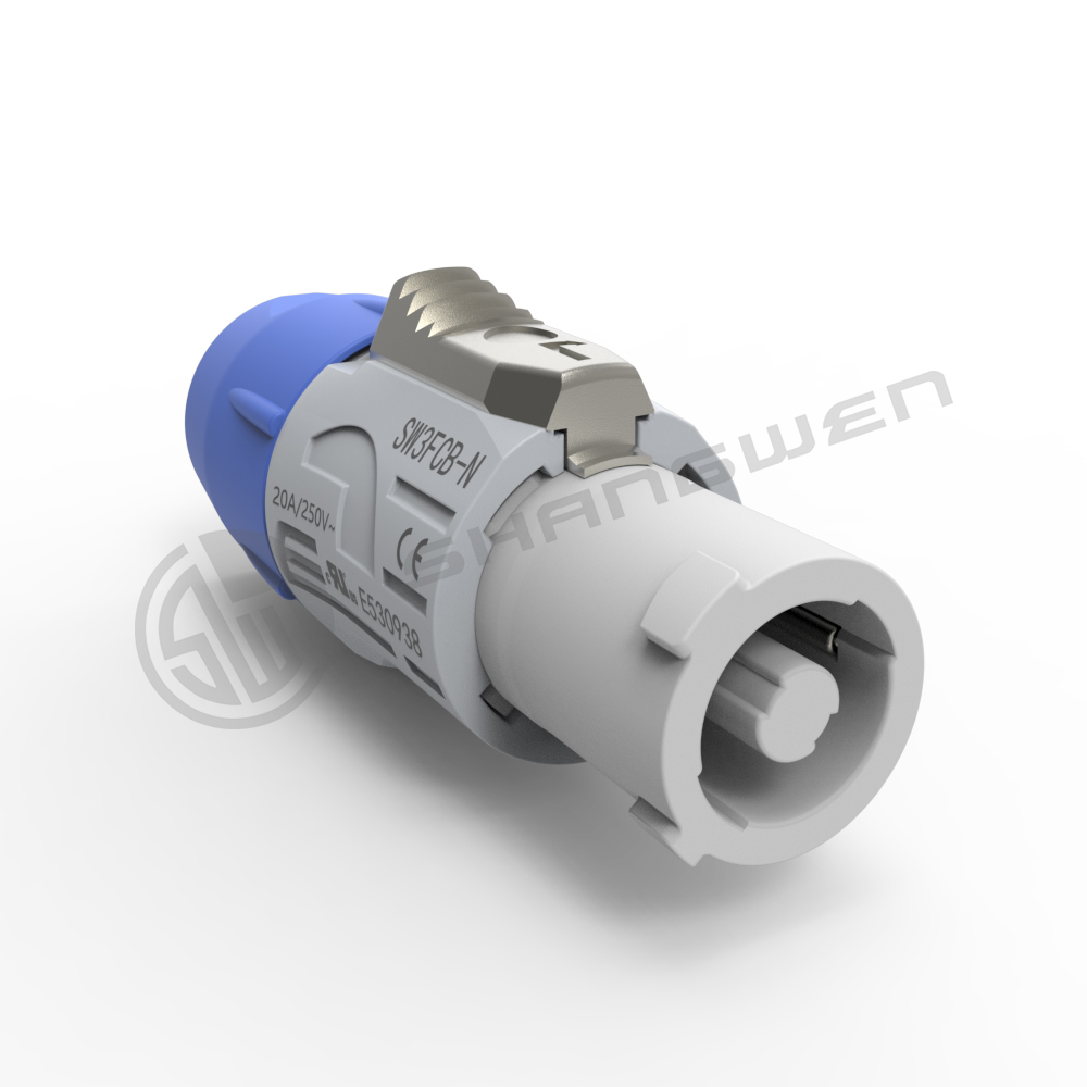 IP44 Indoor Male LED Display Power Connection Audio Video 3 Pin 20A 250V AC Quick Lock Aviation Power Plug Power Connectors