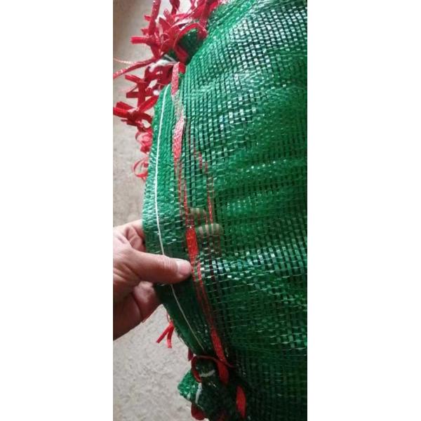 Green PP Mesh Netting Bags For Corn Plastic Drawstring Packing Cabbage
