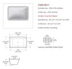 Vanity American Standard Rectangle Undermount Sink 600mm White Ceramic