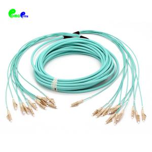 Wholesale Low loss Fiber Optic Patch Cables 12F LC - LC OM3 50/125 Breakout 2mm 10M patch cord LSZH Aqua color from china suppliers